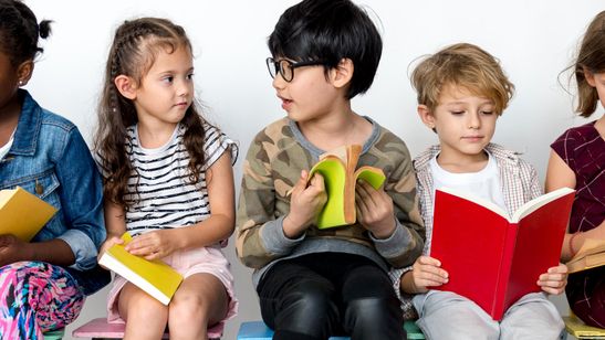 A group readying books